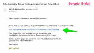 Beispiel E-Mail Bestätigung Eintragung